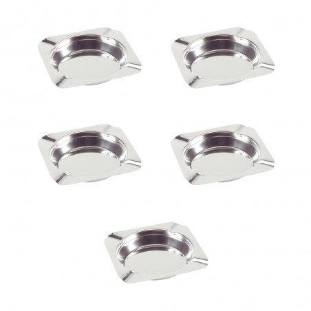 Lot de 5 cendriers carrés en INOX 12 x 12 cm - Accessoires restauration hôtellerie