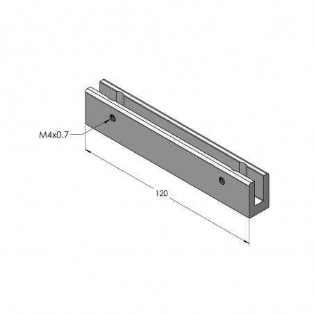 Fixation murale percée en drapeau pour panneau signalétique max 6mm - Longueur 120mm