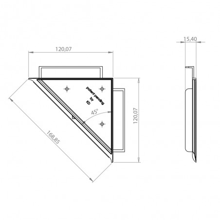 Lot de 2 entretoises invisibles pour fixation mural de cadres, tableaux, panneaux - Fissart 45°