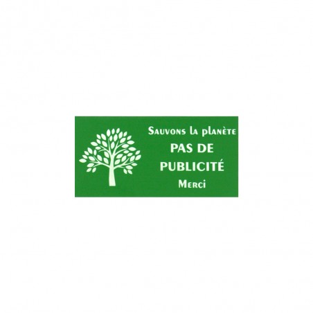 STOP PUB adhesive plate "Let's save the planet" for mailbox green color white letters 8 x 4 cm - Laser engraving