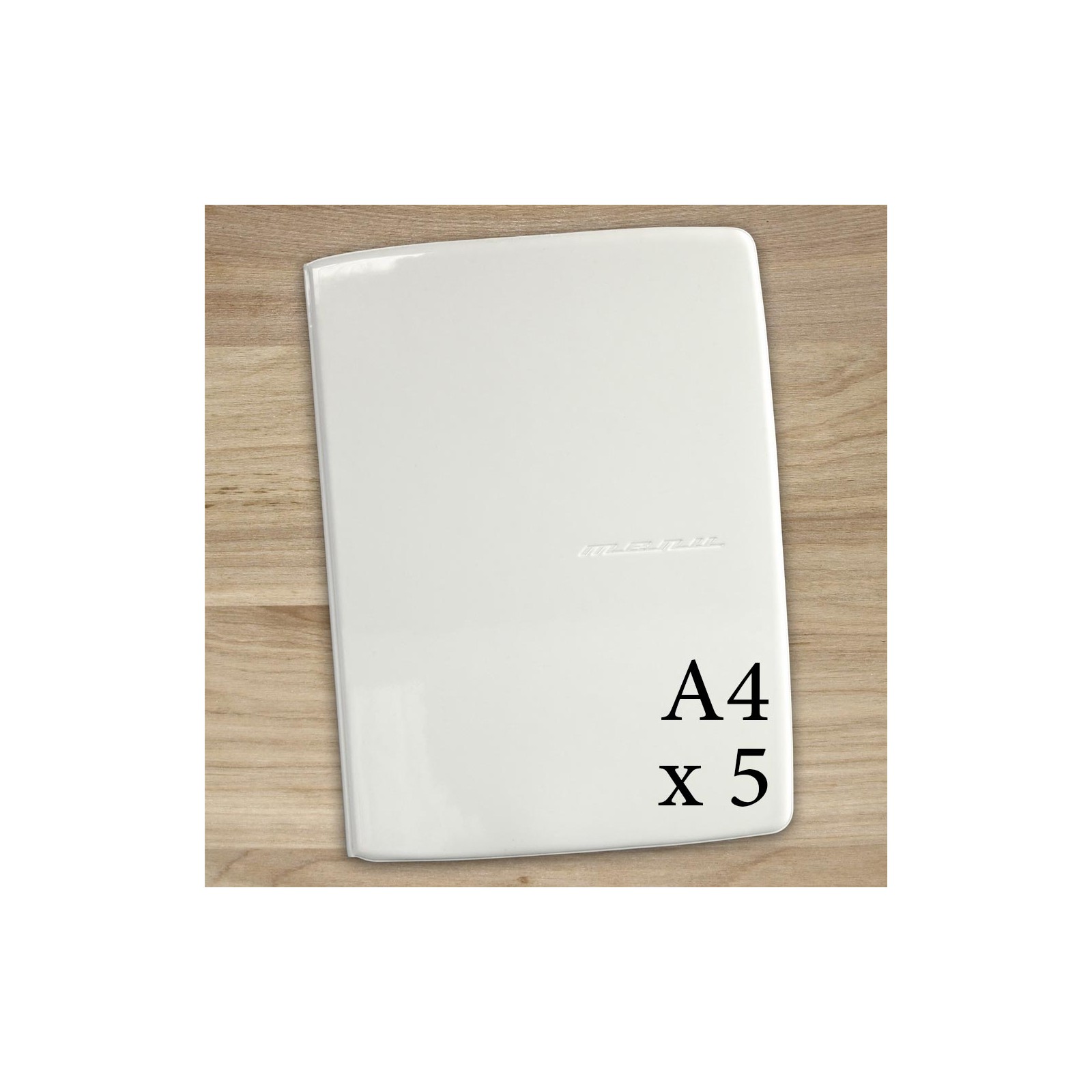 Lot de 5 protège menu POP format A4 couleur blanc matière PVC - Porte menu Hôtel Restaurant - DAG STYLE