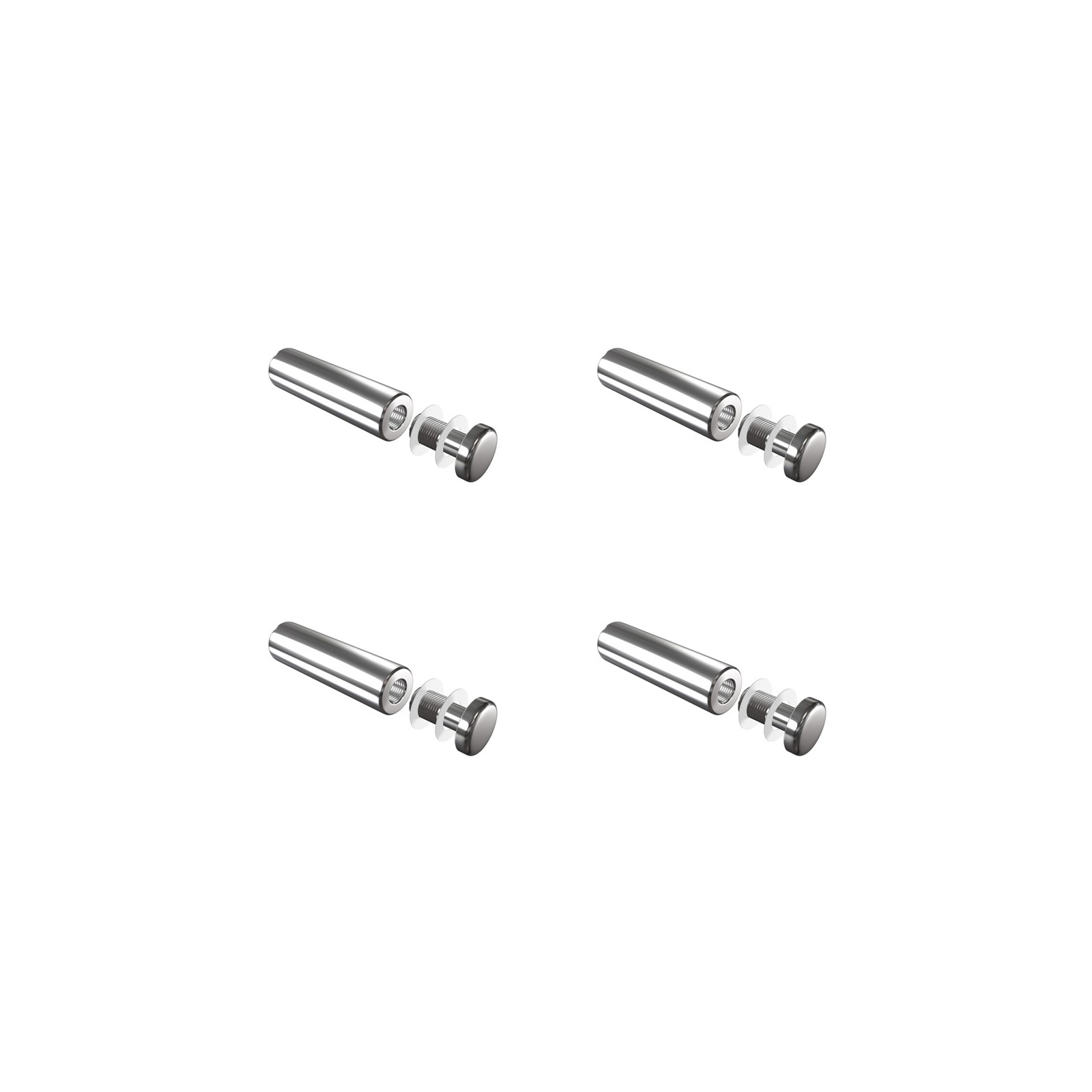 Set de 4 fixations murales vissées - Entretoise murale vissée FIX-V7 Ø 18 mm / L 65 mm