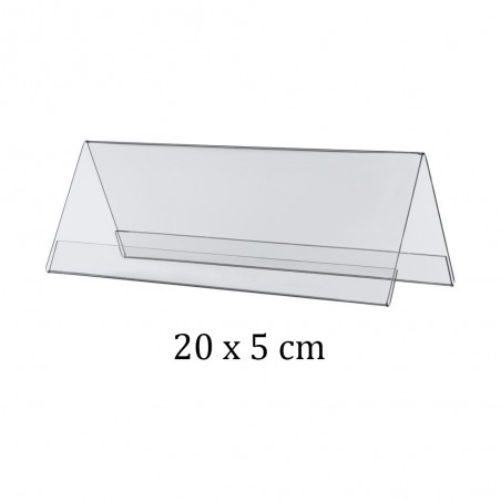 Chevalet porte nom double face en plexiglass - 20 x 5 cm