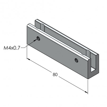 Fixation murale percée en drapeau pour panneau signalétique max 6mm - Longueur 80mm