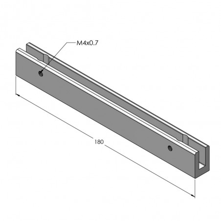 Fixation murale percée en drapeau pour panneau signalétique max 6mm - Longueur 180mm