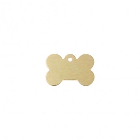 Gold bone-shaped dog tag to personalize on 1 to 2 lines - Small format 20x30 mm