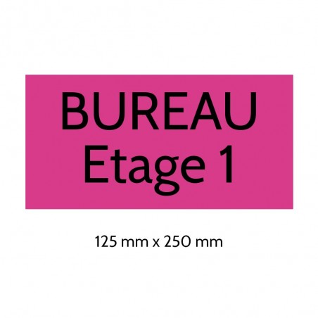 Plaque de porte gravée sur 1 à 2 lignes couleur rose lettres noires - Format rectangle 125 x 250 mm