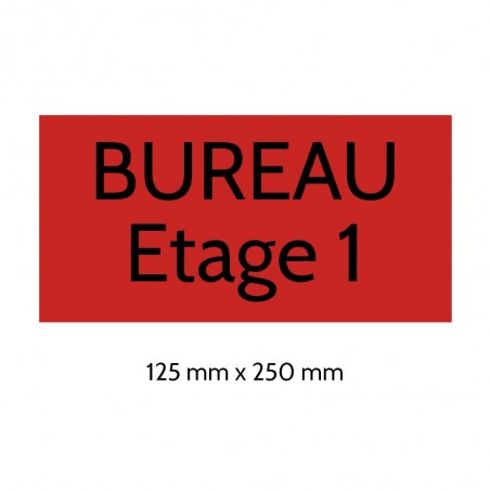 Plaque de porte gravée sur 1 à 2 lignes couleur rouge lettres noires - Format rectangle 125 x 250 mm