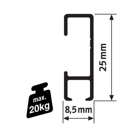 Pack Eco 2 mètres de cimaises Click Rail couleur Blanc (peut être peint) - Solution suspension cadres et tableaux