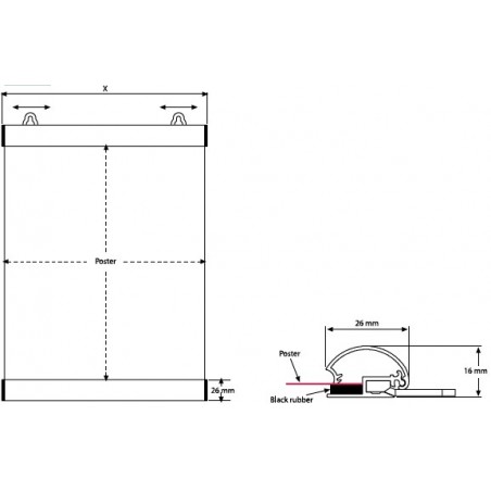 Kit Poster Snap 120 cm + Ceiling clamper - Système de suspension d'affiche pour faux plafond