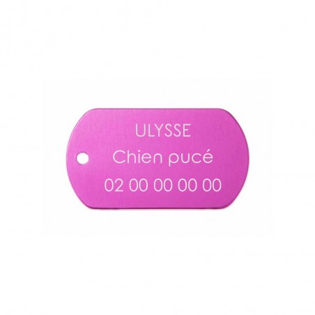 Pink military plaque medal for dog cat personalized on 1 to 3 lines (50 mm x 30 mm)