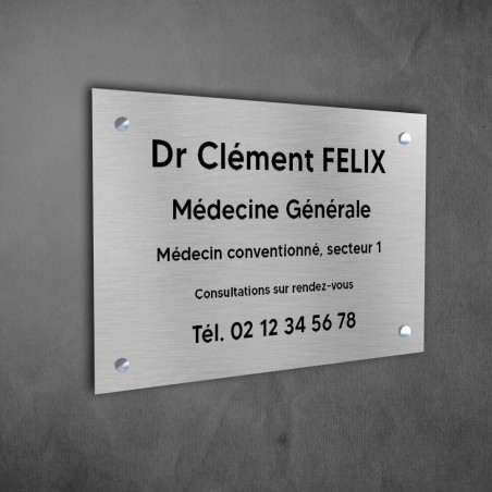 Plaque professionnelle personnalisée en PVC pour médecin - 1 à 5 lignes de texte - Format 30 x 20 cm