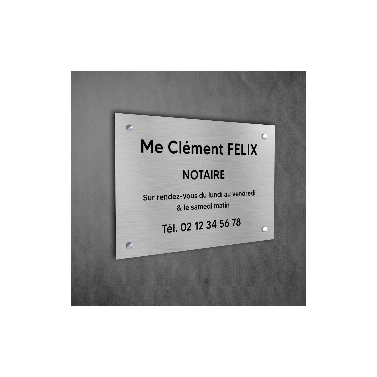 Plaque professionnelle personnalisée en PVC pour notaire, office notarial - 1 à 5 lignes de texte - Format 30 x 20 cm