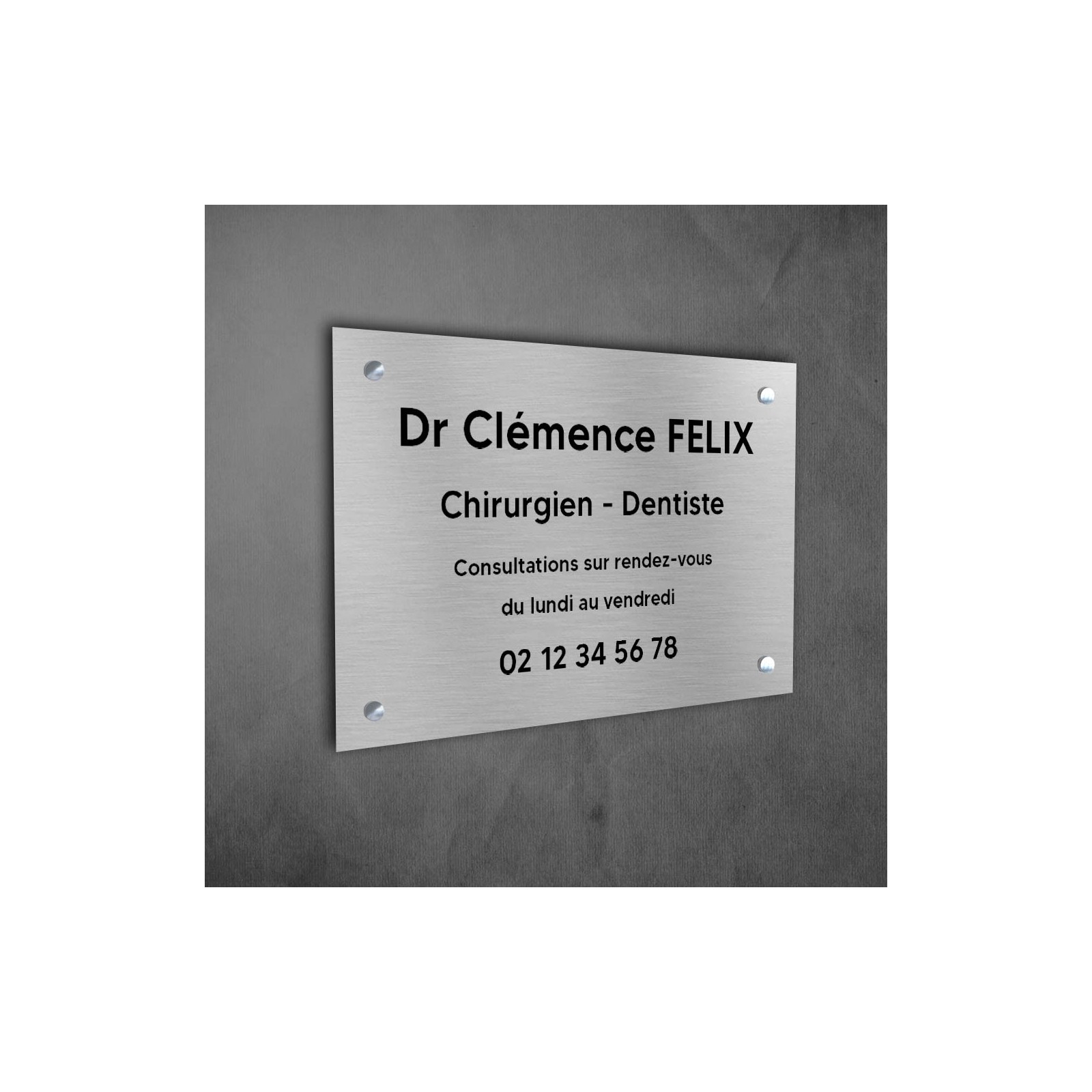 Plaque professionnelle personnalisée en PVC pour dentiste, chirurgien dentiste - 1 à 5 lignes de texte - Format 30 x 20 cm