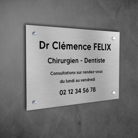 Plaque professionnelle personnalisée en PVC pour dentiste, chirurgien dentiste - 1 à 5 lignes de texte - Format 30 x 20 cm