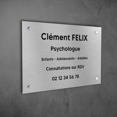 Plaque professionnelle personnalisée en PVC pour psychologue, sophrologue - 1 à 5 lignes de texte - Format 30 x 20 cm