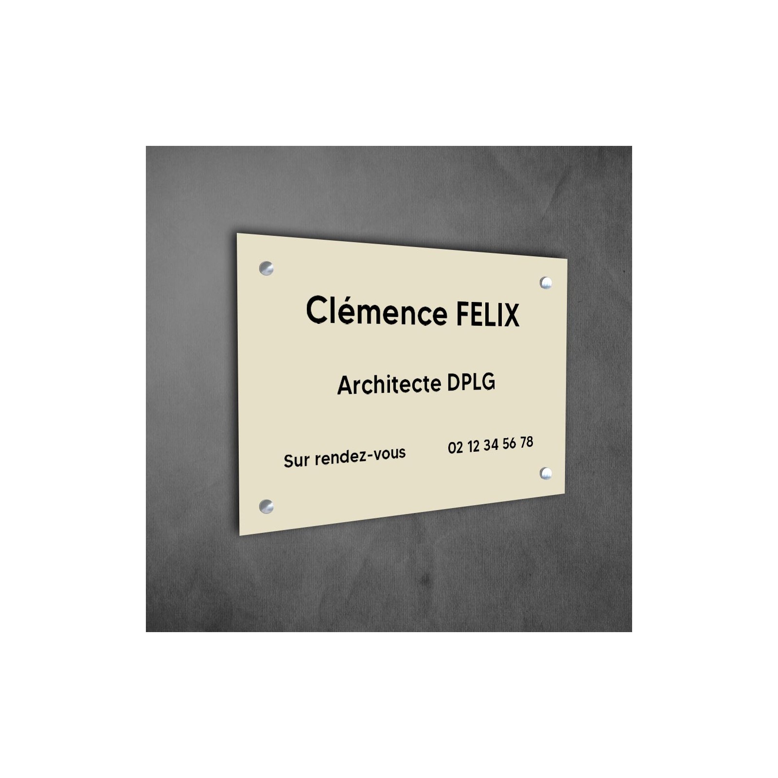 Plaque professionnelle personnalisée en PVC pour architecte, cabinet d'architecture - 1 à 5 lignes de texte - Format 30 x 20 cm