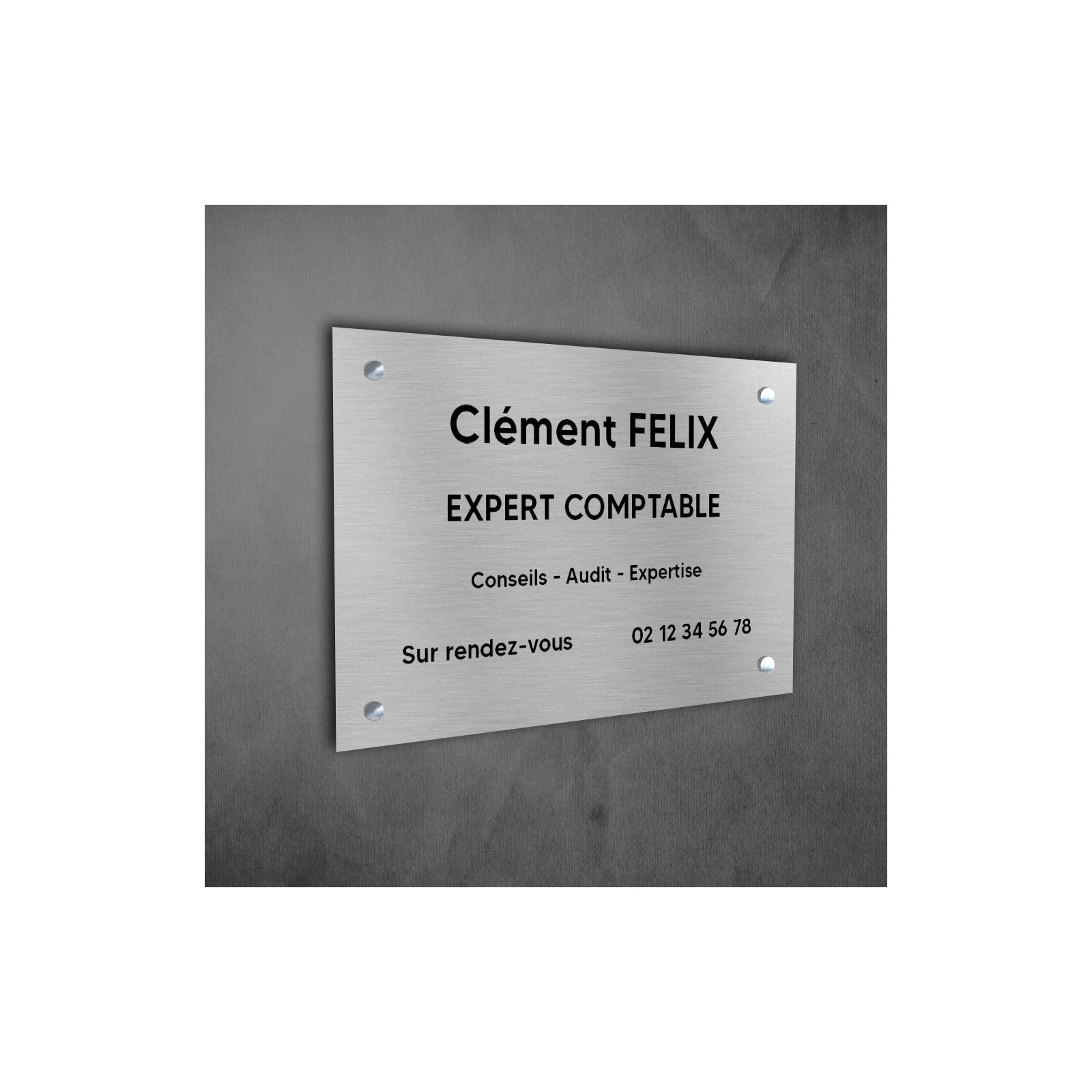 Plaque professionnelle personnalisée en PVC pour expert comptable - Gravure laser sur 1 à 5 lignes - Format 30 x 20 cm