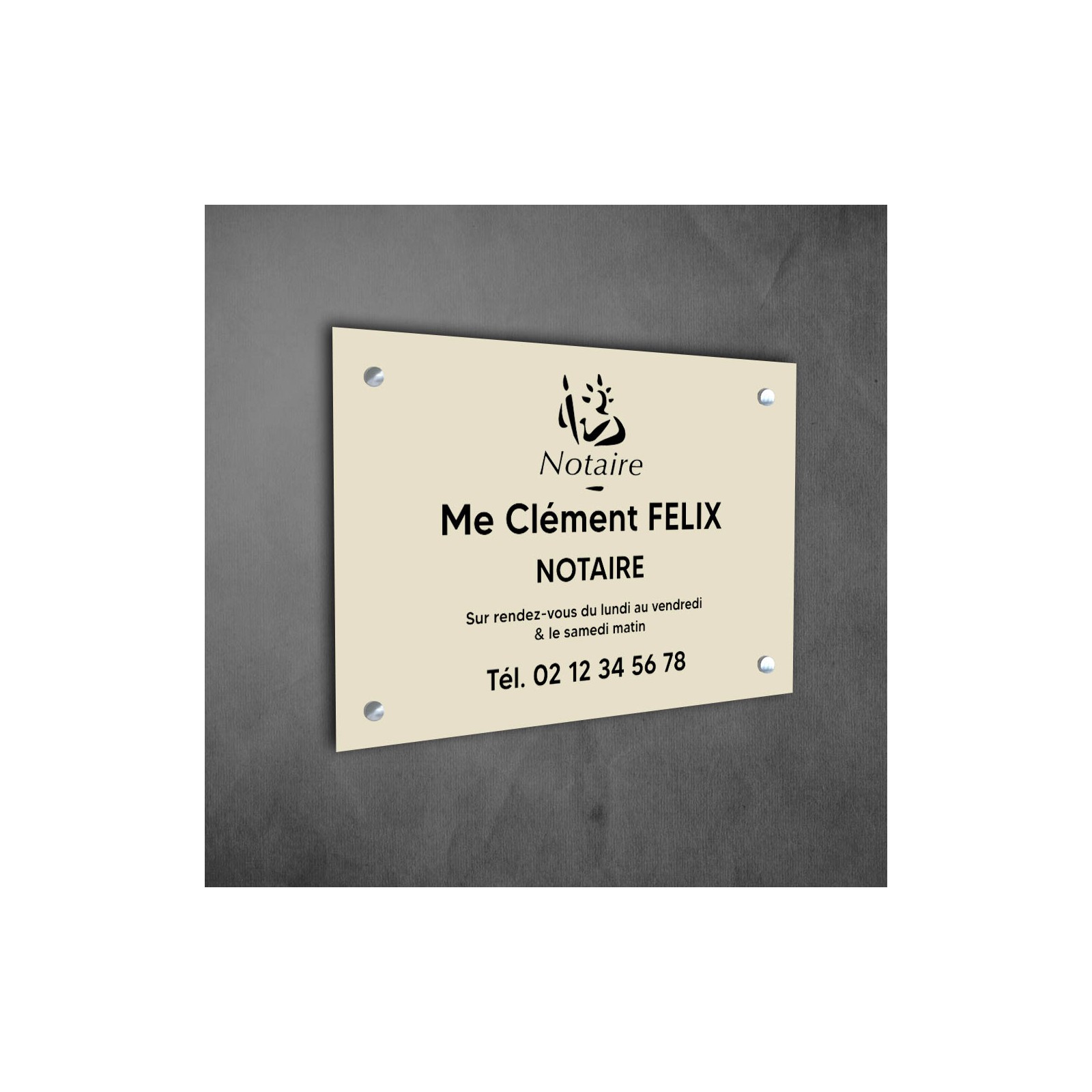 Plaque professionnelle personnalisée avec logo pour notaire, office notarial - Plaque PVC - Format 30 cm x 20 cm