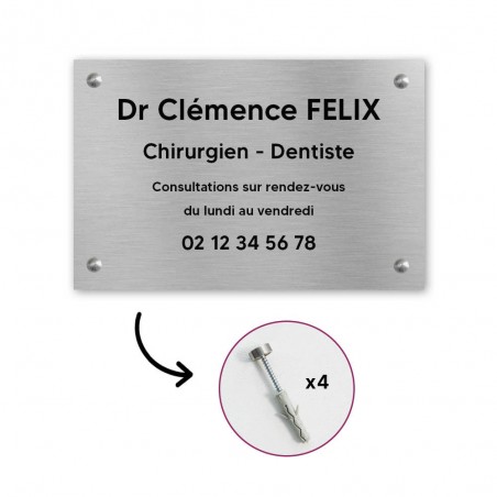 Plaque professionnelle personnalisée en PVC pour dentiste, chirurgien dentiste - 1 à 5 lignes de texte - Format 30 x 20 cm