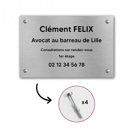 Plaque professionnelle personnalisée en PVC pour avocat, société d'avocats - 1 à 5 lignes de texte - Format 30 x 20 cm