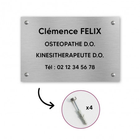 Plaque professionnelle personnalisée en PVC pour ostéopathe, kiné - Gravure sur 1 à 5 lignes - Format 30 x 20 cm