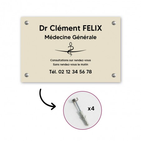 Plaque professionnelle personnalisée avec logo en PVC pour médecin - Format 30 cm x 20 cm