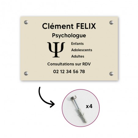 Plaque professionnelle personnalisée avec logo en PVC pour psychologue - 1 à 5 lignes de texte - 30 cm x 20 cm