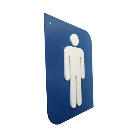 Pictogramme 3D Homme, plaque de porte 3D Homme en PVC couleur bleu / blanc - Signalétique de porte