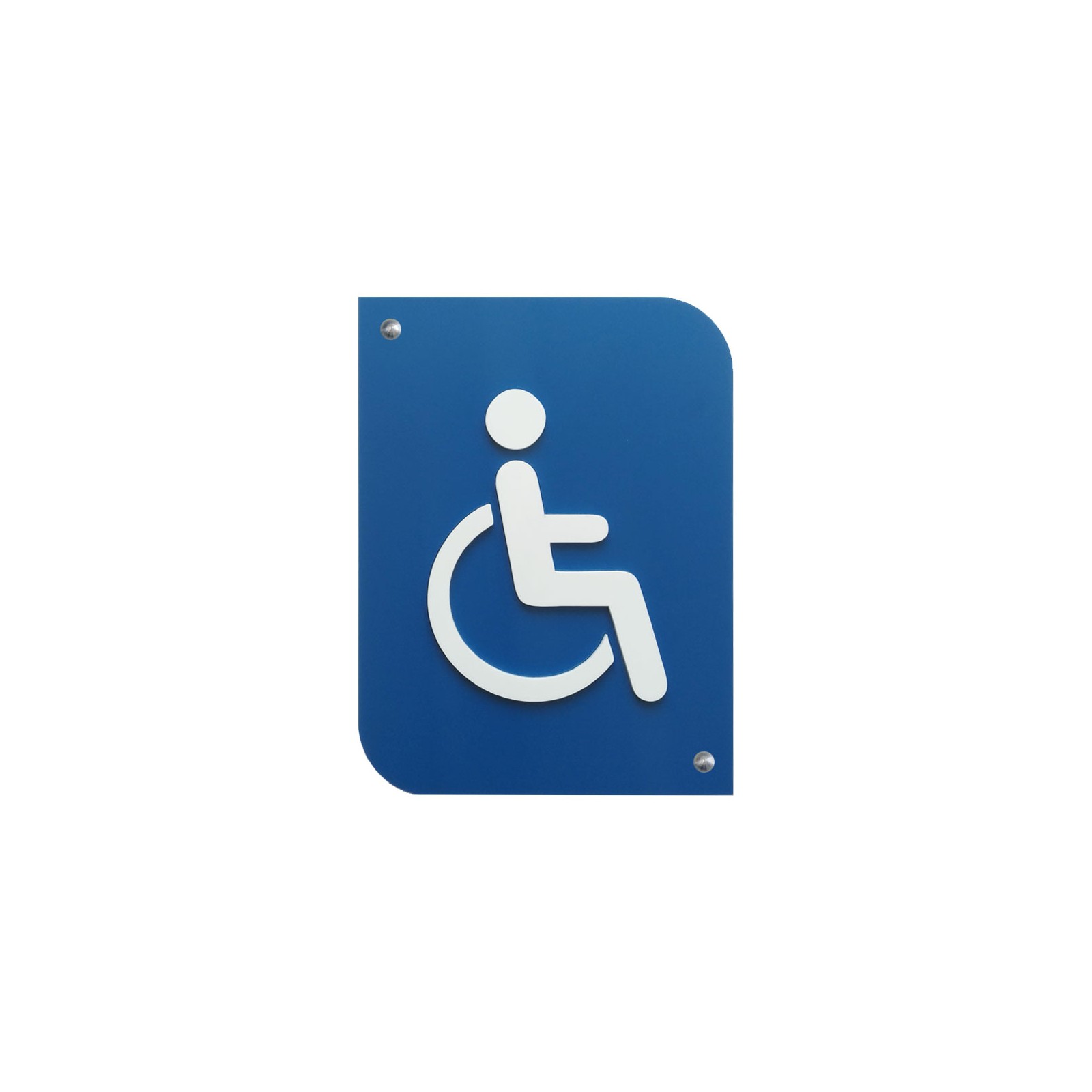 Pictogramme 3D PMR, plaque de porte 3D Handicap en PVC couleur bleu / blanc - Signalétique de porte