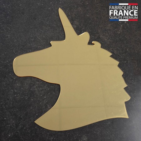 Decorative mirror Gold unicorn model - Animals Series - Acrylic wall mirror for interior decoration