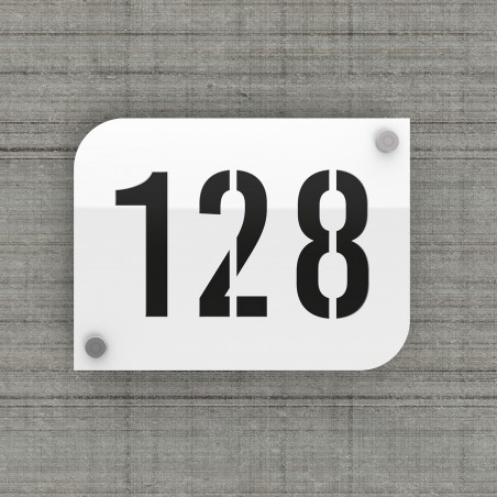 Design white street/house number plaque with customizable background - URBAN model