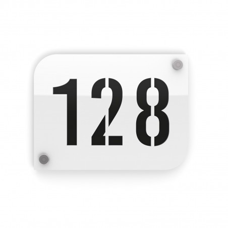 Design white street/house number plaque with customizable background - URBAN model