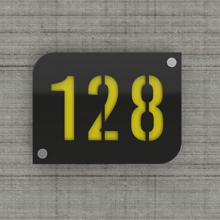 Design black street number / house plate with customizable background - URBAN model