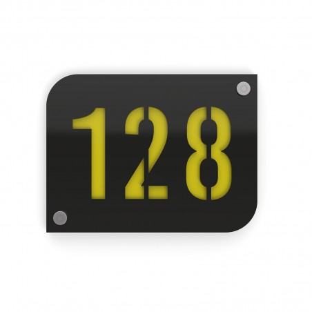 Design black street number / house plate with customizable background - URBAN model