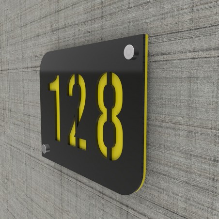 Design black street number / house plate with customizable background - URBAN model