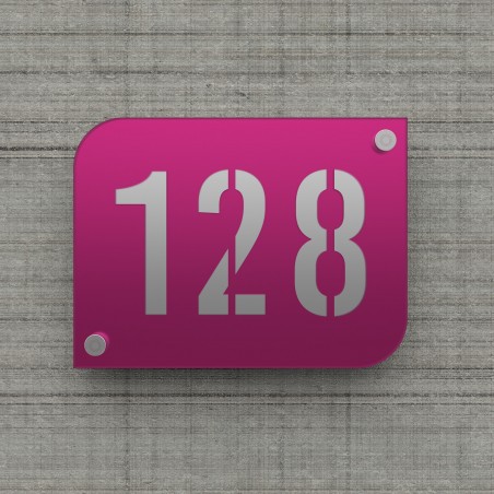 Design purple street/house number plate with customizable background - URBAN model