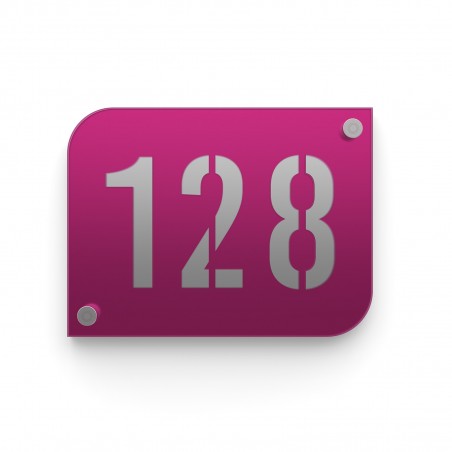 Design purple street/house number plate with customizable background - URBAN model