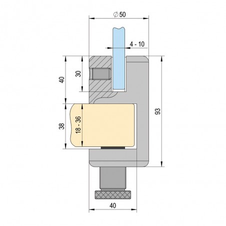 Lot de 2 supports avec pince VetroScreen pour fixation horizontale d'écran plexiglass