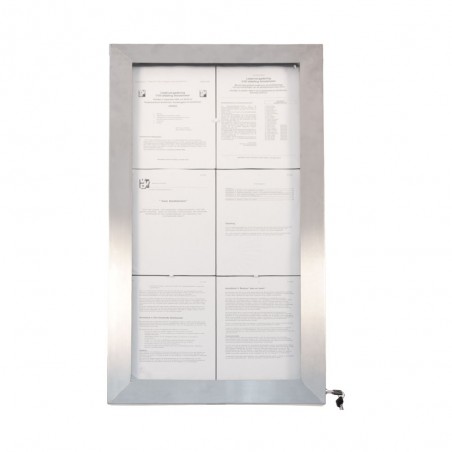 Porte-menu mural LED format 6 x A4 en Inox brossé