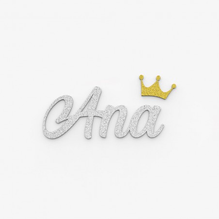 First name door plaque to personalize silver color with glitter - Bedroom door decoration, birthday, birth