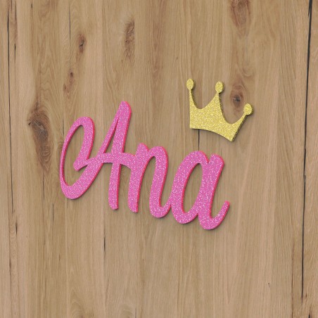 First name door plaque to personalize pink color with glitter - Bedroom door decoration, birthday, birth