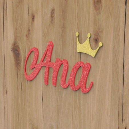 First name door plaque to personalize red color with glitter - Bedroom door decoration, birthday, birth