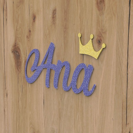 First name door plaque to personalize blue color with glitter - Bedroom door decoration, birthday, birth