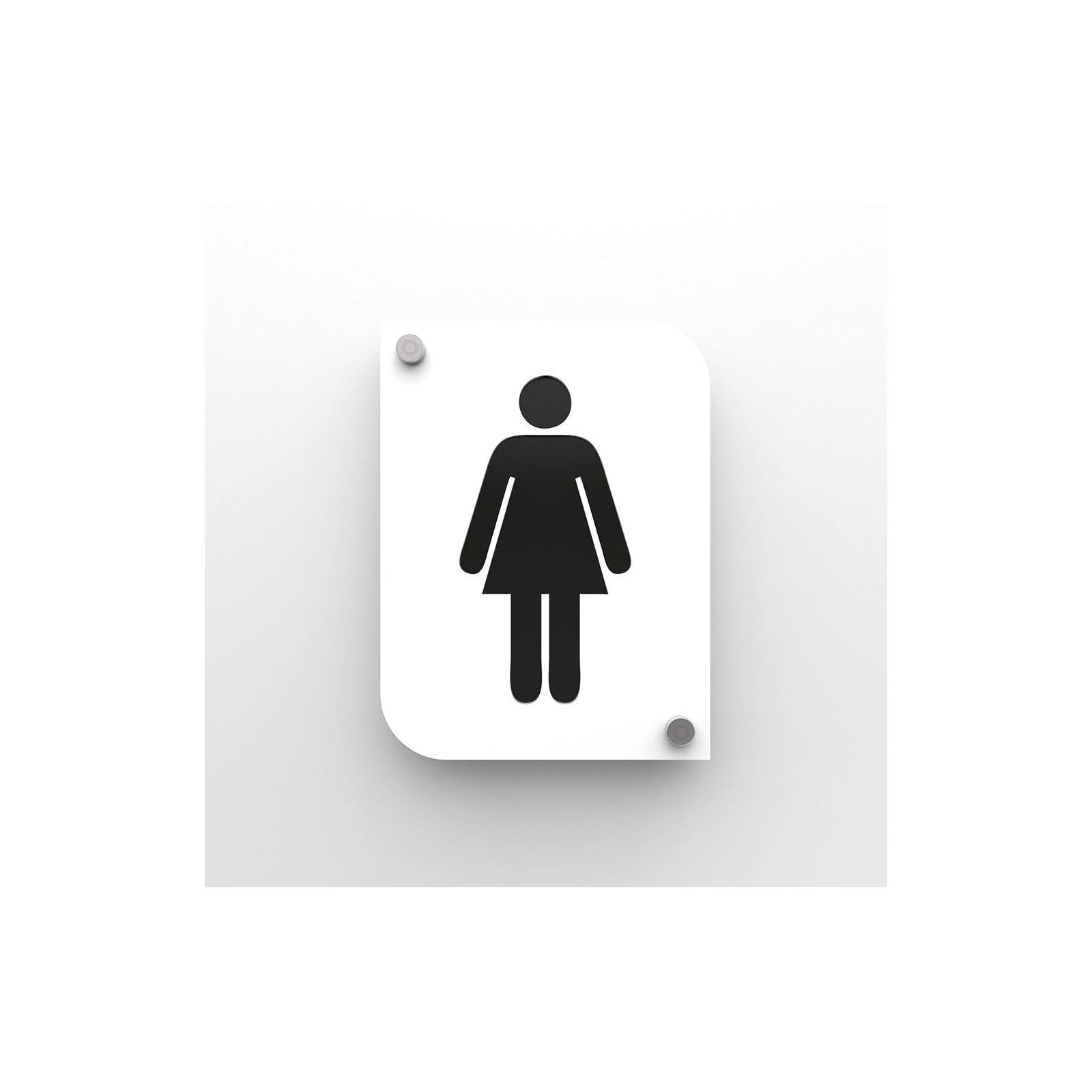 Pictogramme plexi toilettes femmes couleur blanc - Signalétique plaque de porte toilettes femme