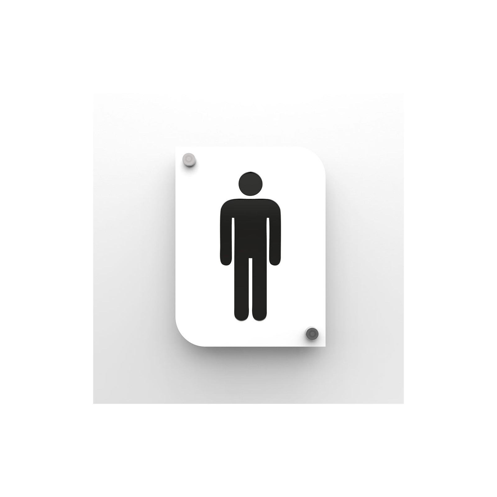 Pictogramme plexi toilettes hommes couleur blanc - Signalétique plaque de porte toilettes homme