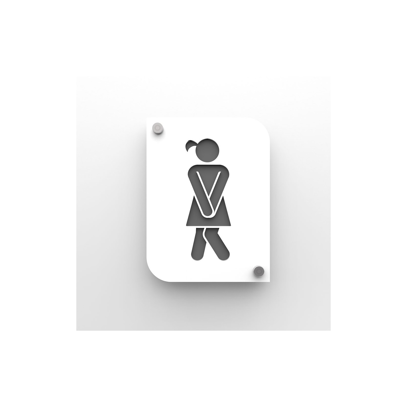 Plaque de porte design en plexi toilettes femmes couleur blanc personnalisable - Pictogramme toilettes WC femmes