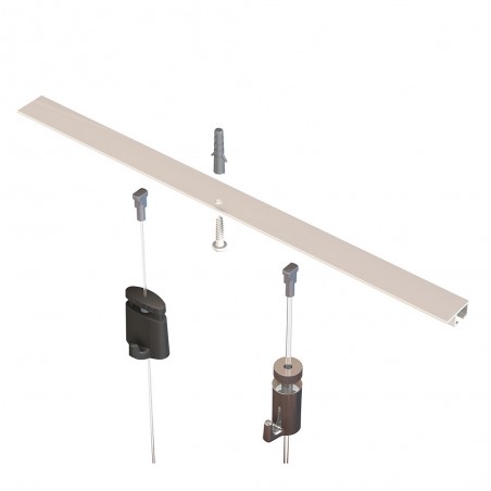 Pack 4 mètres cimaise Top Rail couleur Aluminium anodisé - Cimaise rail plafond pour suspension cadres et tableaux