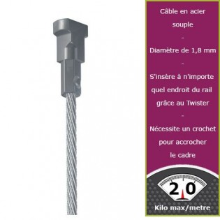 Cable Acier Twister 1 5 Metre Pour Accrochez Tableau Sur Cimaise Newly