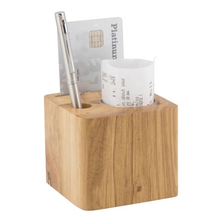 Lot de 10 porte-additions en bois modèle Cube (stylo inclus)